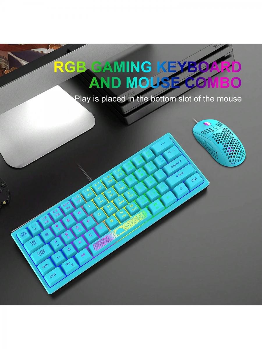 Portable RGB Gaming Keyboard Mouse Combo TKL Mechanical Feel