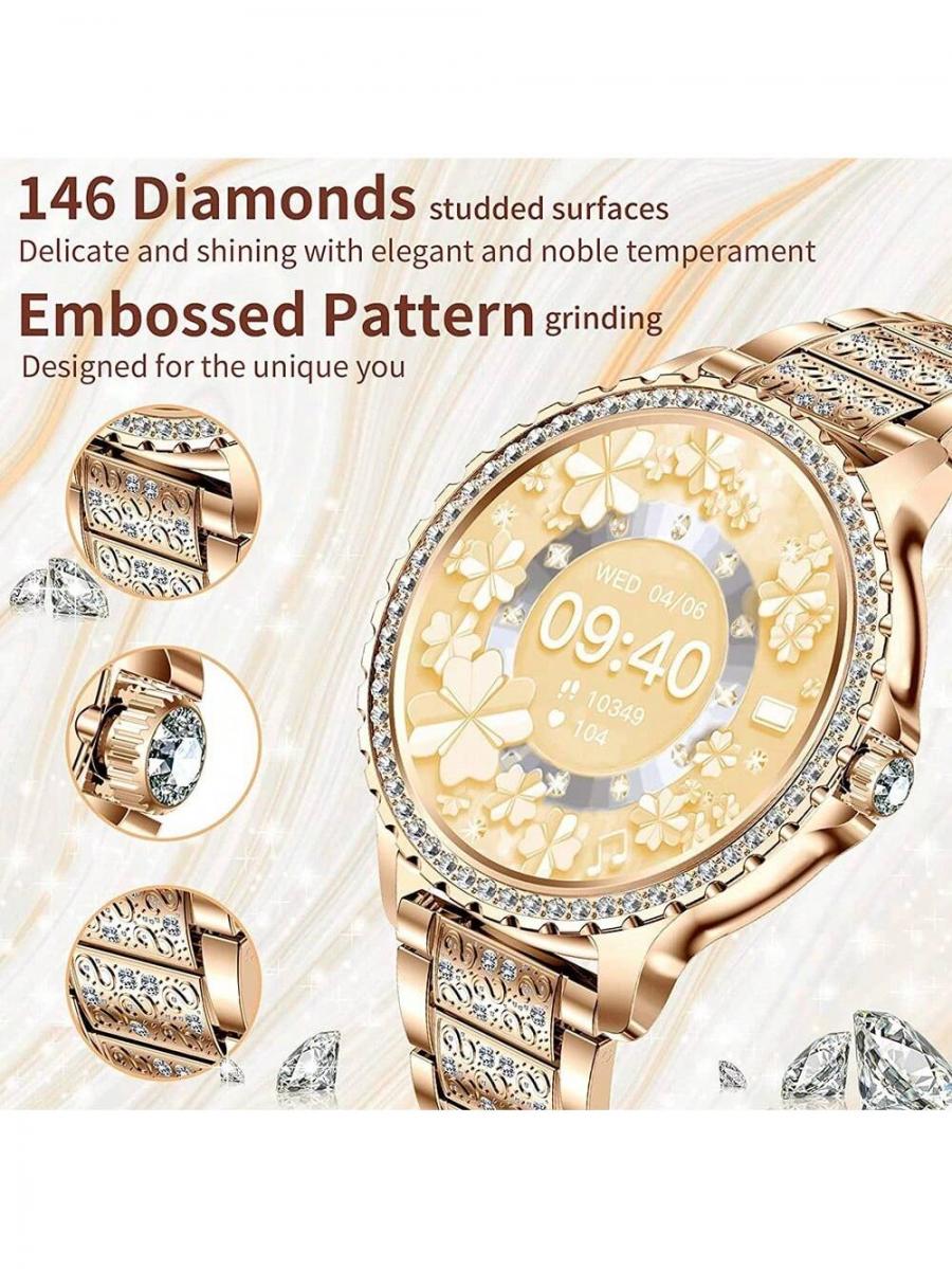 Elegante Strass-Smartwatch für Damen mit Fitness-Tracker-Funktionen