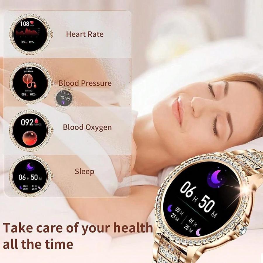 Elegante Strass-Smartwatch für Damen mit Fitness-Tracker-Funktionen