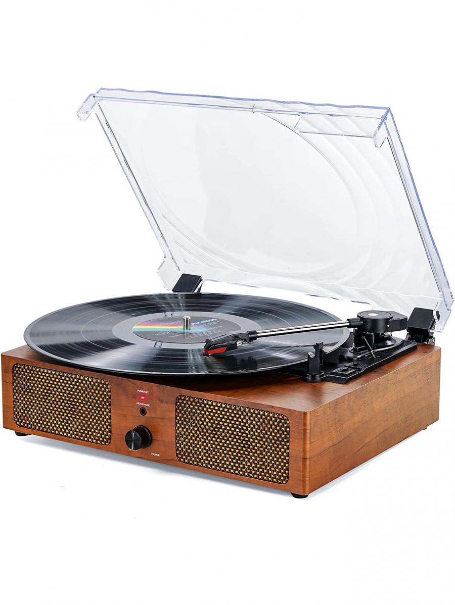 Vintage Bluetooth Vinyl Record Player Turntable With Speakers USB