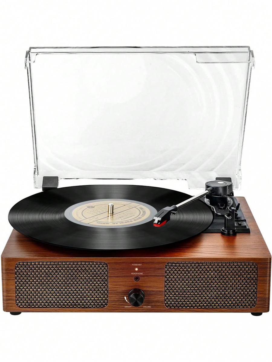 Vintage Bluetooth Vinyl Record Player Turntable With Speakers USB