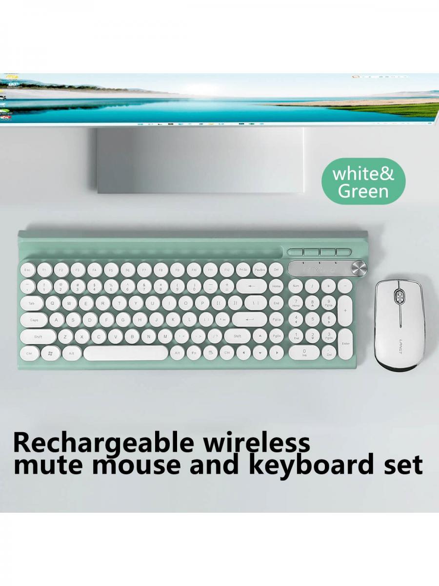 Weiß Blau Punk Stil Drahtlose Tastatur Maus Combo 24G