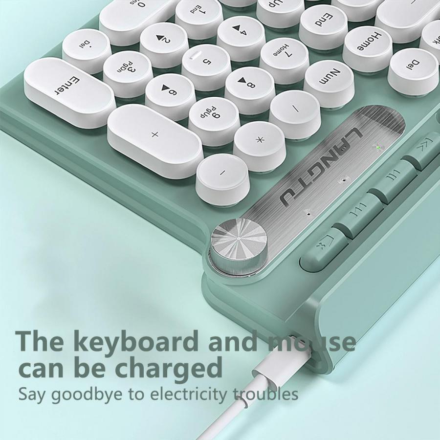 Weiß Blau Punk Stil Drahtlose Tastatur Maus Combo 24G