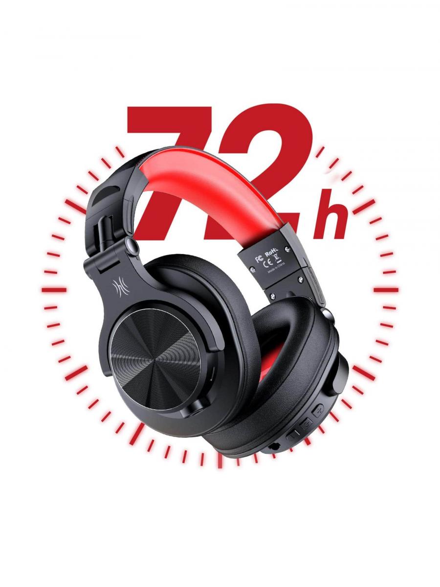 OneOdio A70 Bluetooth Over Ear Headphones with Mic Red