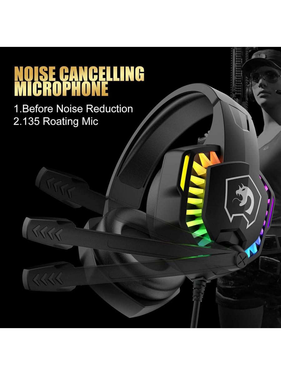 Rainbow LED Wired Gaming Keyboard Mouse Headset Combo for PC Xbox