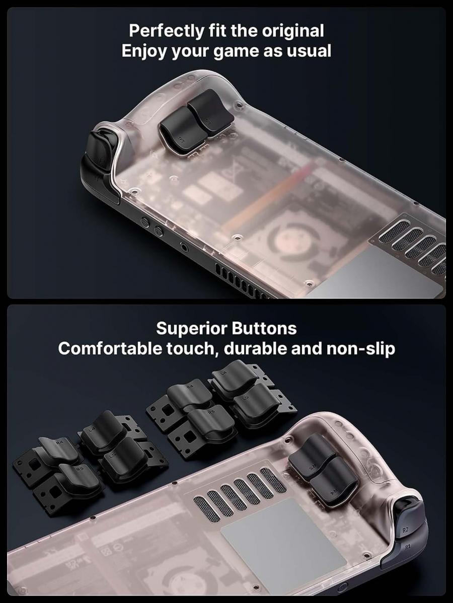 Raplce Steamdeck Shell JSAUX Clear Back Plate Replacement Shell for Steam Deck DIY Edition