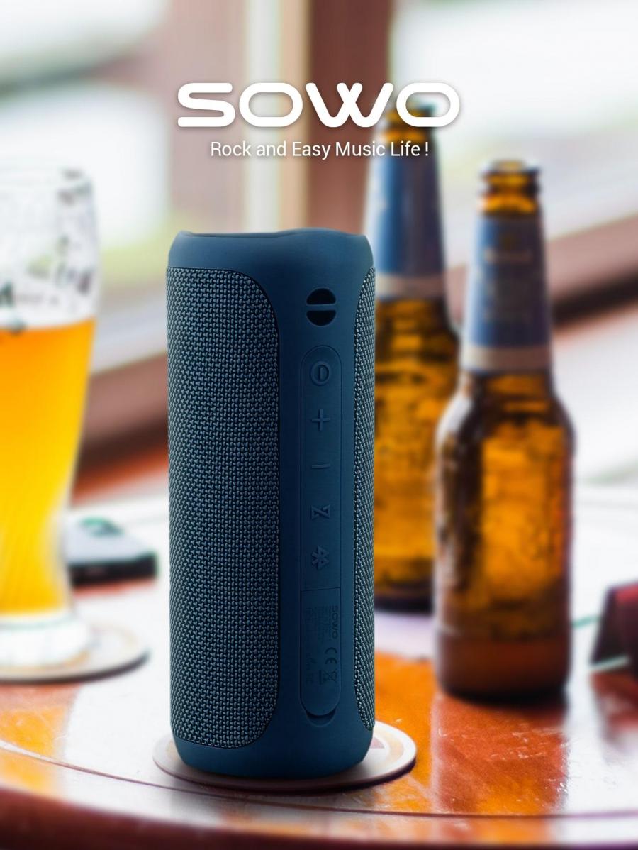 SOWO Waterproof Wireless Speaker 25W Loud Sound Portable TWS Blue