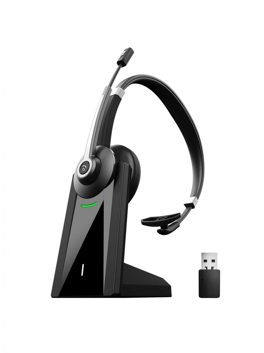 Wireless Bluetooth Headset with Charging Dock and Microphone for Drivers