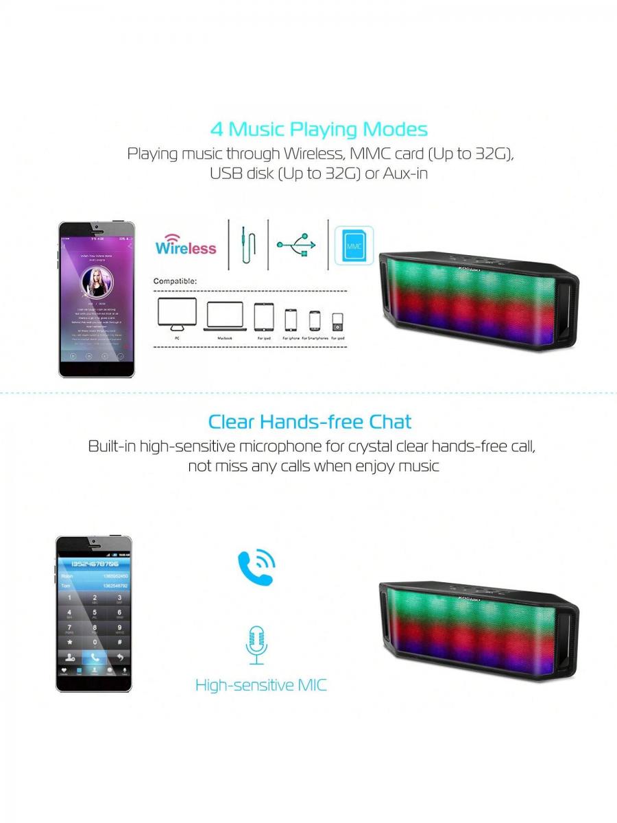 Multicolor LED Wireless Speaker with FM Radio for Party and Travel