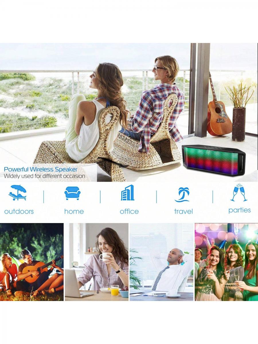 Multicolor LED Wireless Speaker with FM Radio for Party and Travel