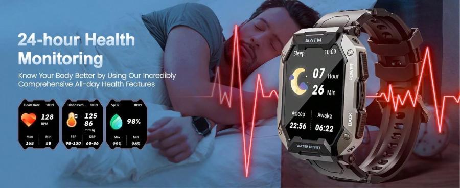 Smart Watch for Men HD Display Long Battery IP68 Waterproof Fitness Tracker