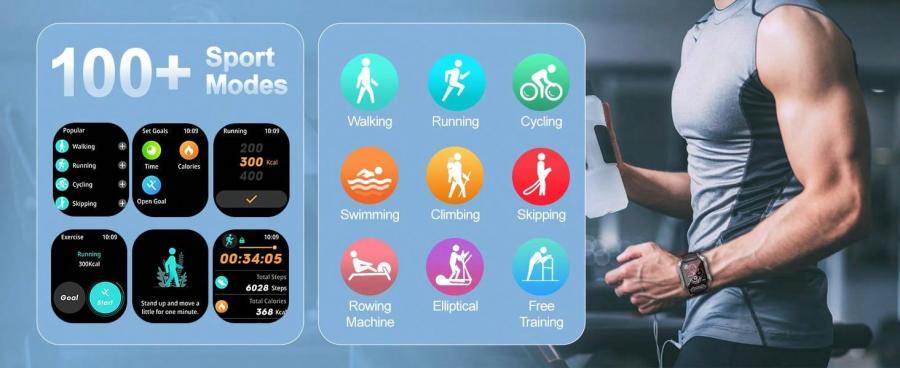 Smart Watch for Men HD Display Long Battery IP68 Waterproof Fitness Tracker