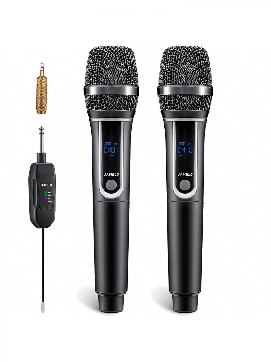 JAMELO UHF Kabelloses Karaoke-Mikrofonsystem mit Dual-Mikrofon-Set