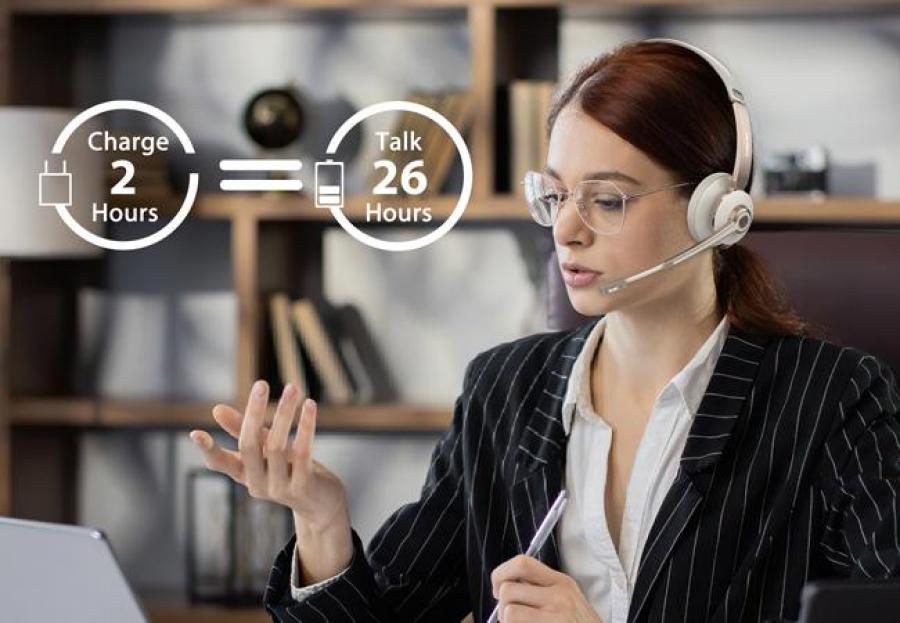 Vonztek Bluetooth Headset with Noise Cancelling Microphone 26hrs Talktime