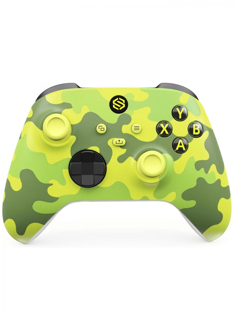 Gelbes Camouflage-Gamepad mit Vibration, kabelgebundener und kabelloser Audiounterstützung