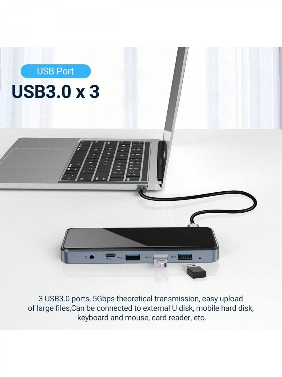 USB C Dual HDMI Adapter 12 in 1 Docking Station for Type C Devices