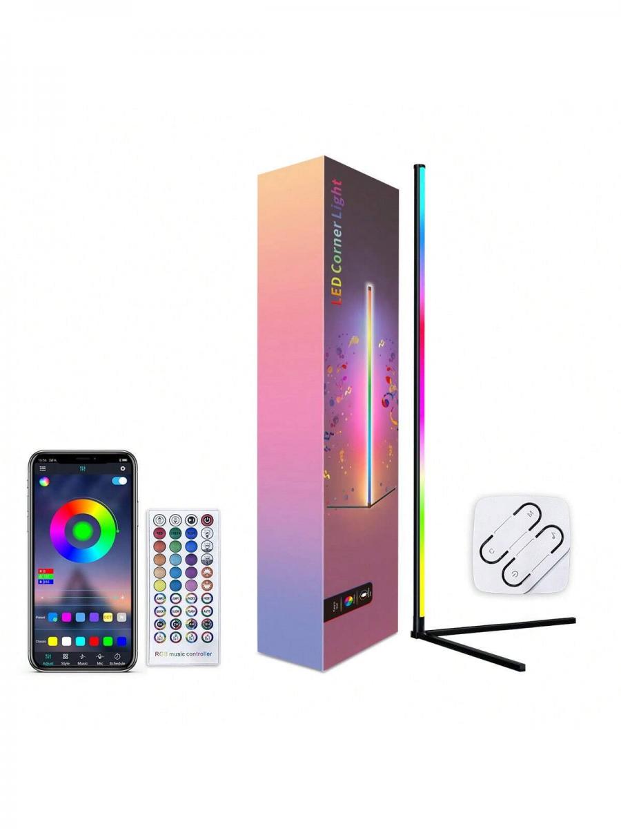 Smart RGB LED Corner Floor Lamp with Remote App Control Music Sync
