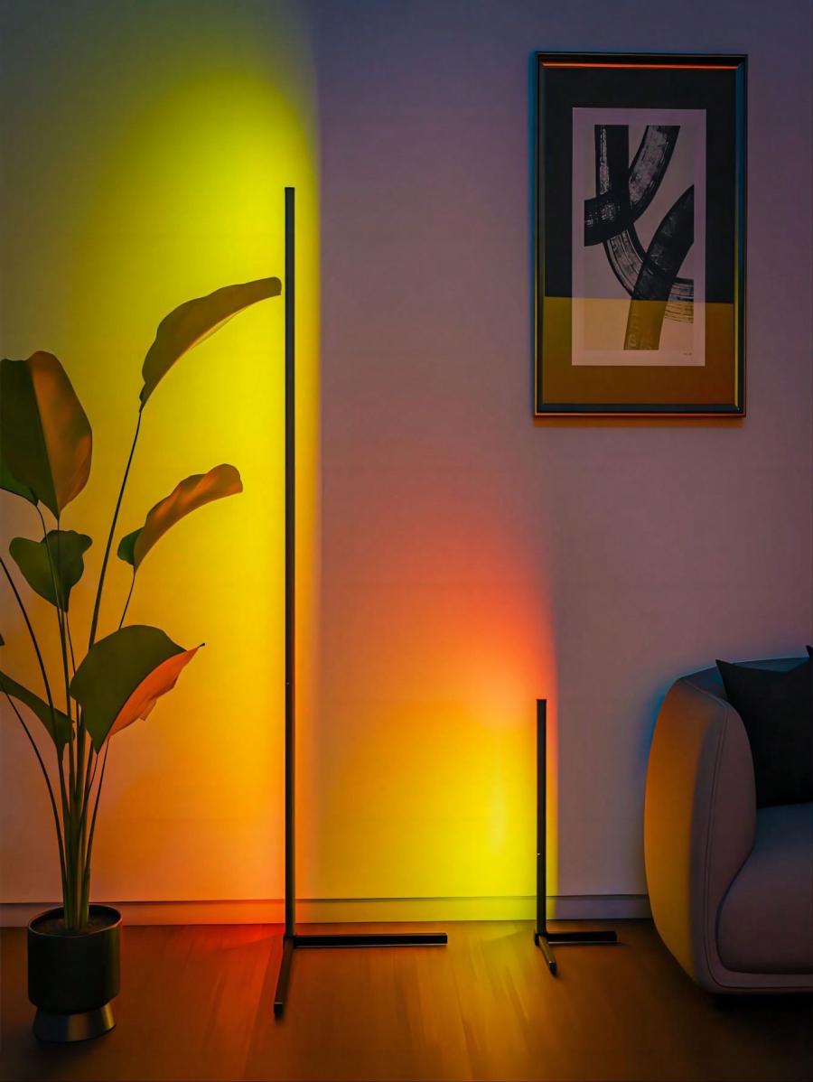Smart RGB LED Corner Floor Lamp with Remote App Control Music Sync