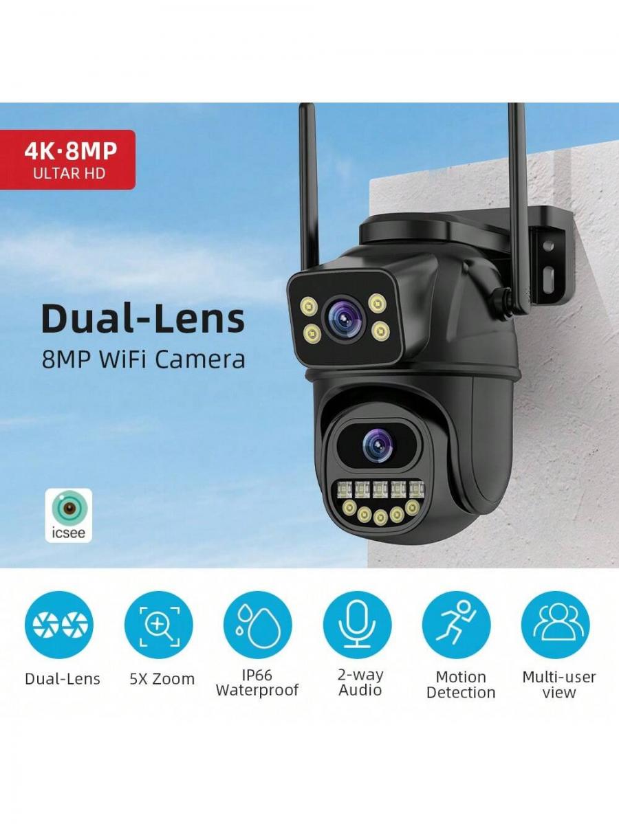 4K 8MP WiFi Outdoor Security Camera with AI Human Detection