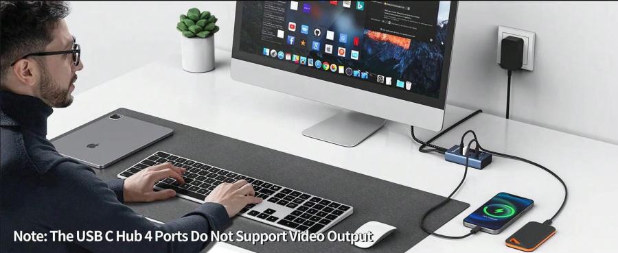 4 в 1 USB C Hub адаптер 10 Гбит/с передача данных быстрая зарядка