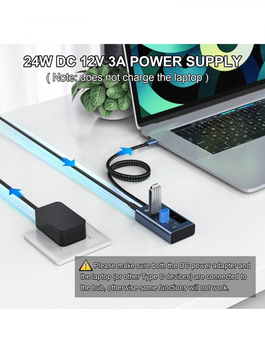 4 в 1 USB C Hub адаптер 10 Гбит/с передача данных быстрая зарядка