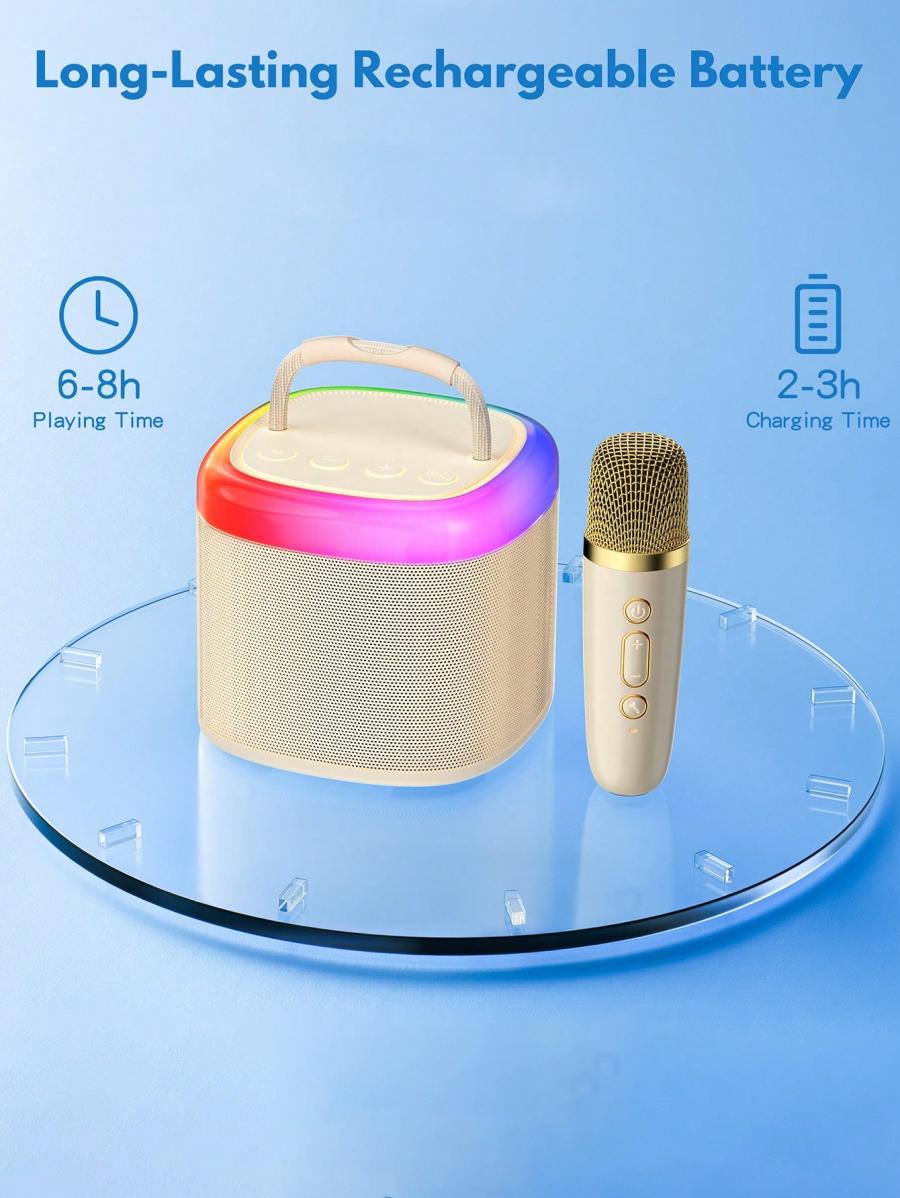 JYX Mini Bluetooth Karaoke Machine with Wireless Microphone and Lights