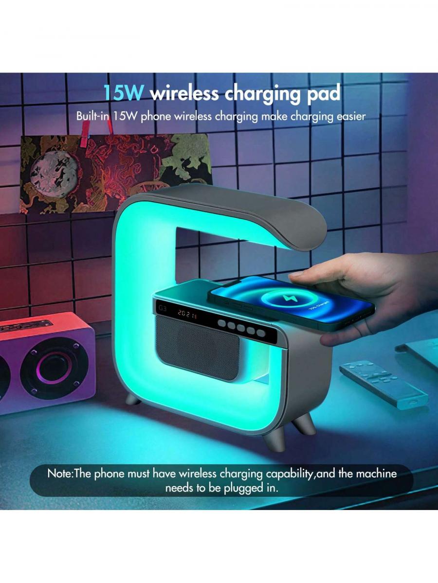 Atmosphere Lamp with Wireless Charger and Speaker for Home Decor