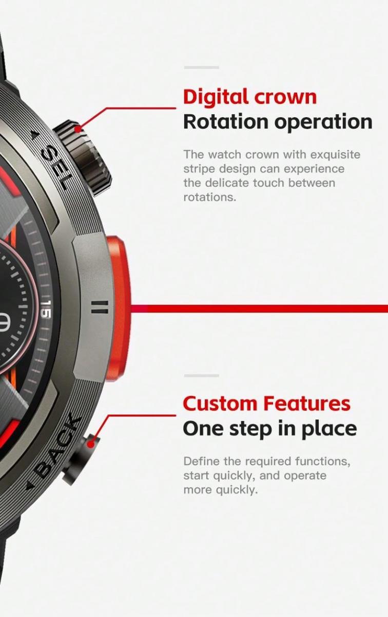 Smart Watch 1 with 45 Inch Screen IP67 Fitness Tracker Music Remote