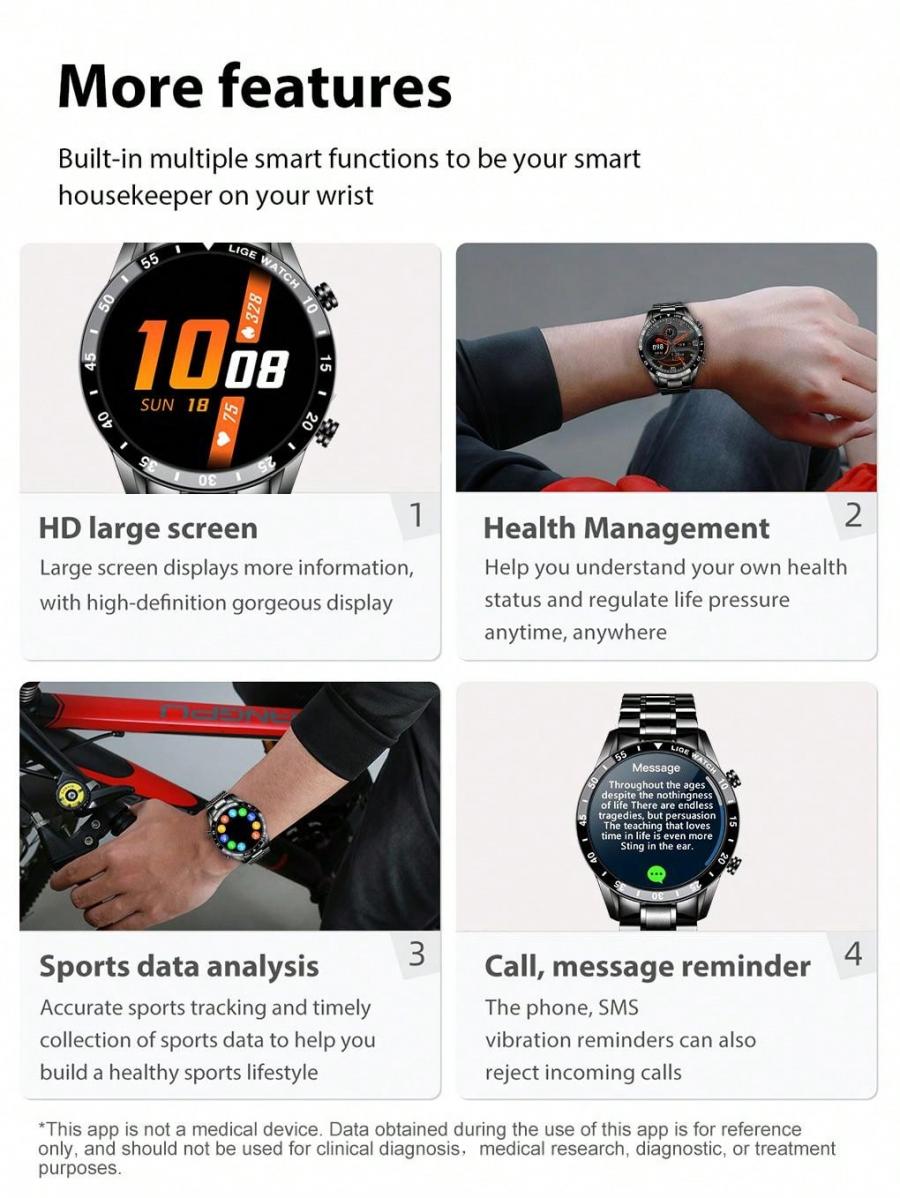 Kids Smart Watch 39 Inch IP67 Waterproof Fitness Tracker Music Control