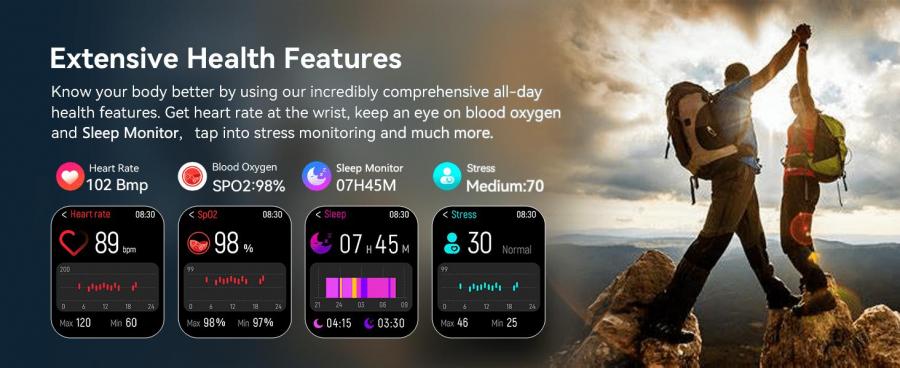 96 Smart Watch for Men Bluetooth Call Waterproof Fitness Tracker