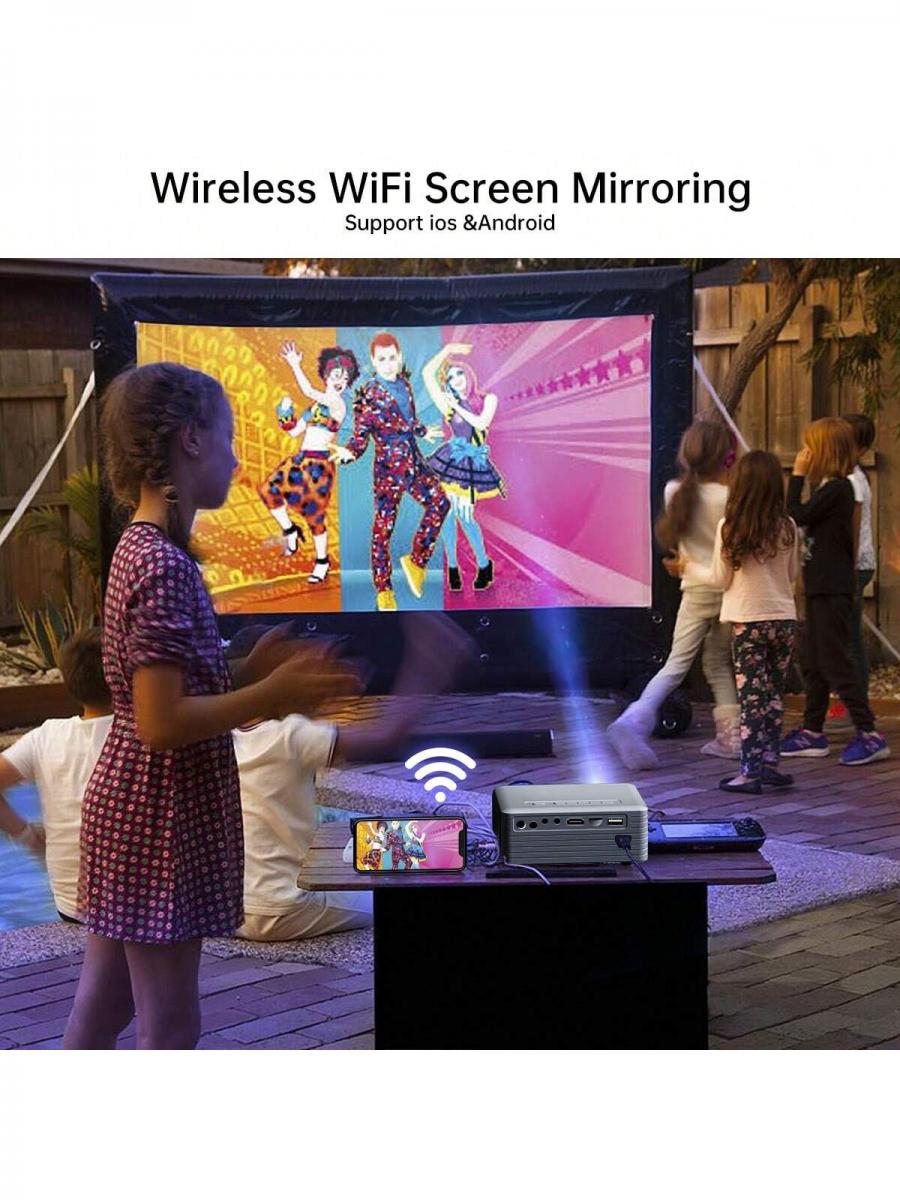 Portable Mini Projector with WiFi Bluetooth 1080P for Home Theater