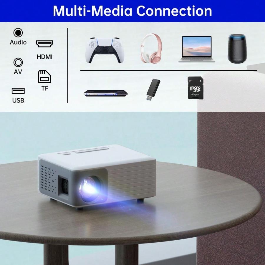 Portable Mini Projector with WiFi Bluetooth 1080P for Home Theater