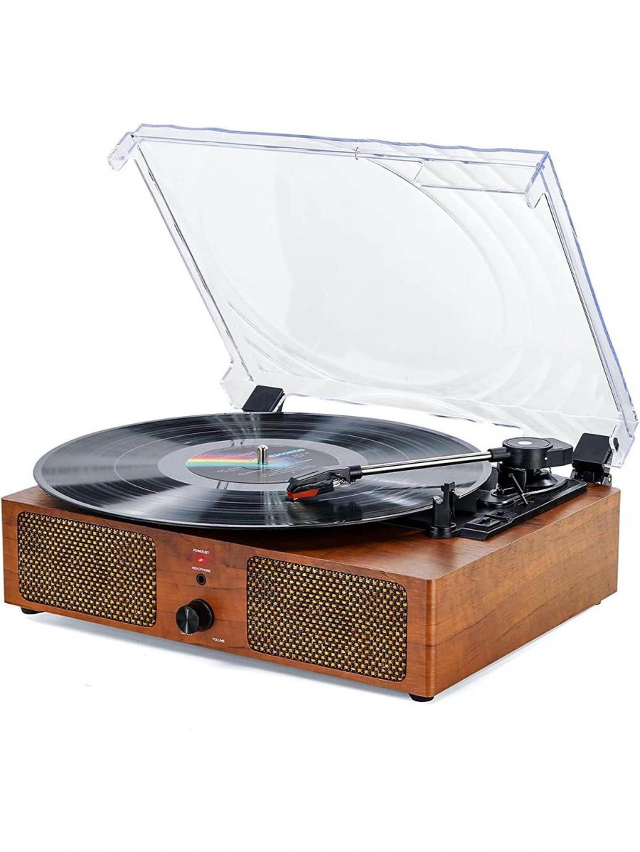 Bluetooth Vinyl Record Player Turntable with Speakers and USB Output