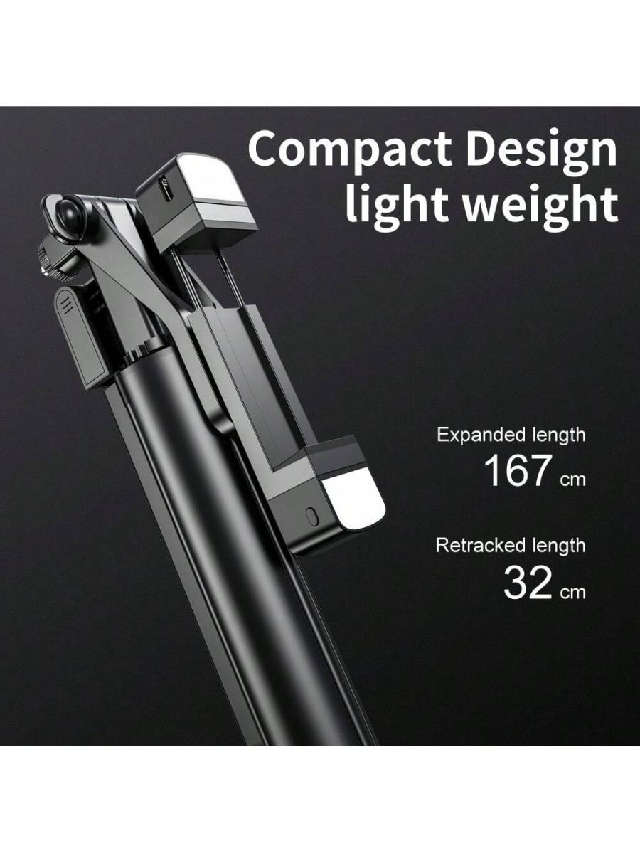 K30 Aluminum Alloy Tripod Selfie Stick with Bluetooth and Fill Light