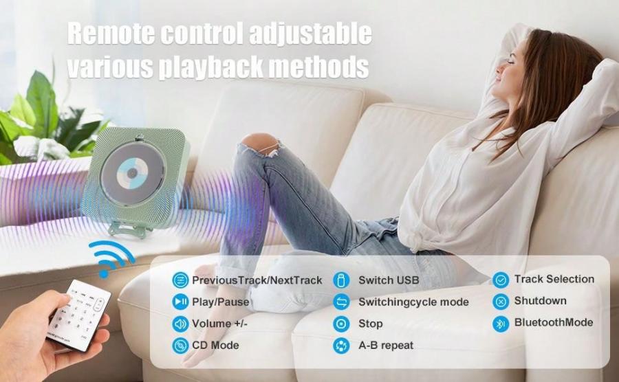 Rechargeable Bluetooth CD Player with Speakers for Home Use