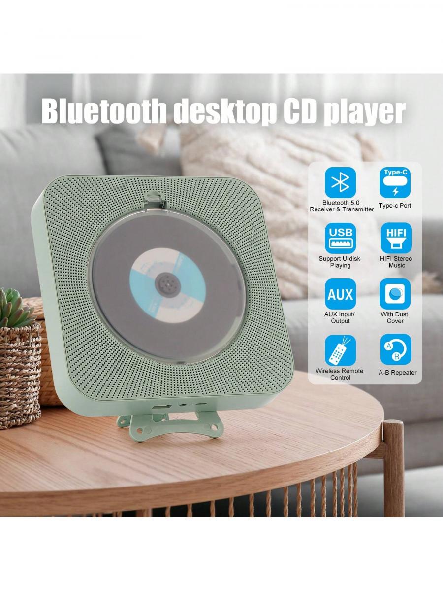 Rechargeable Bluetooth CD Player with Speakers for Home Use