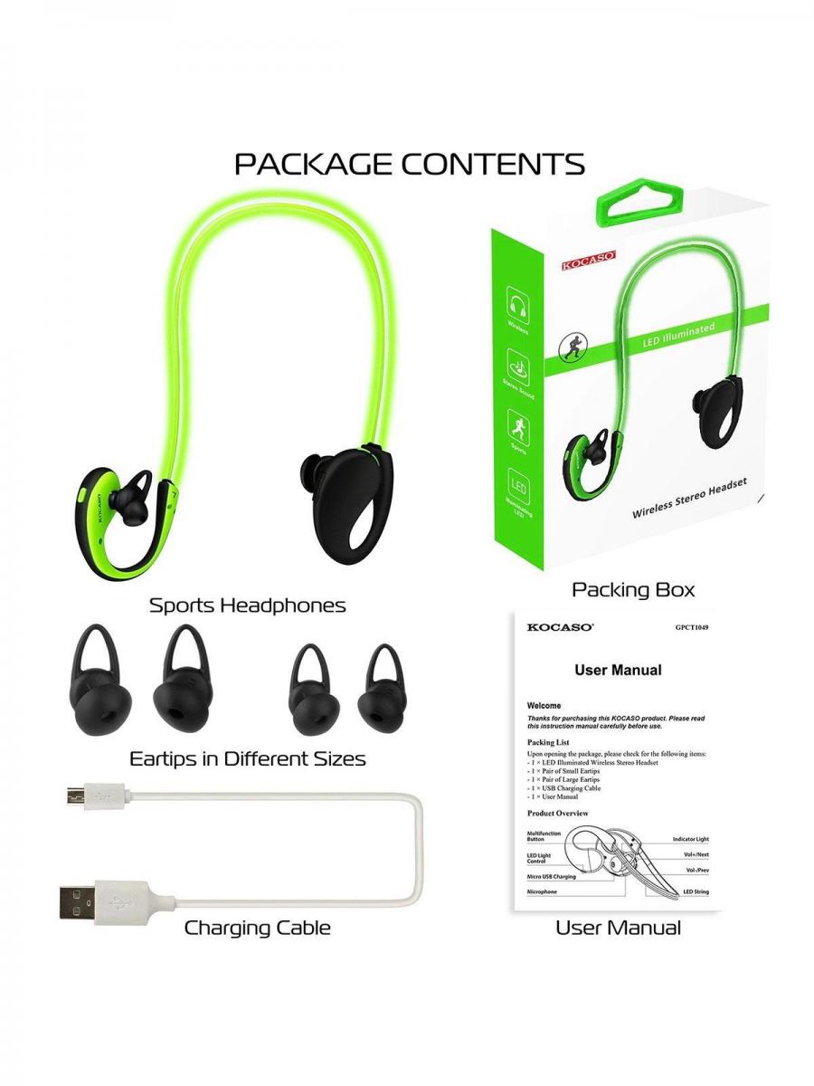 Wireless Sports Neckband Earphones HD Stereo Sweatproof Headphones