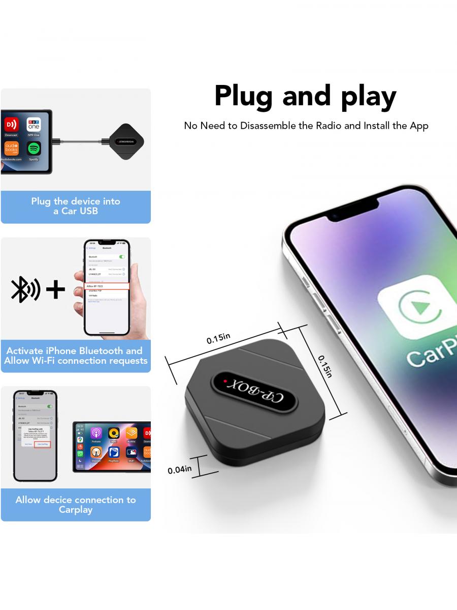 HATALKIN Kabelloser CarPlay-Adapter für Apple iPhone, Reisezubehör