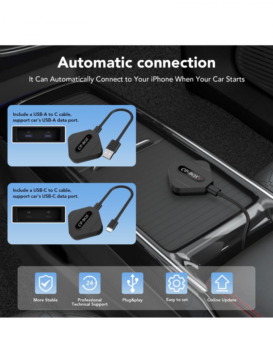 HATALKIN Kabelloser CarPlay-Adapter für Apple iPhone, Reisezubehör