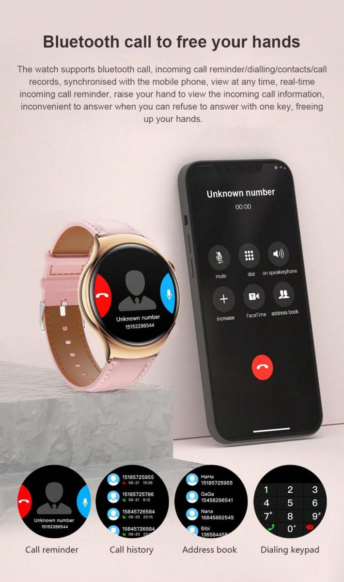 Fashion Smart Watch for Women Heart Rate Sleep Monitor Fitness Tracker