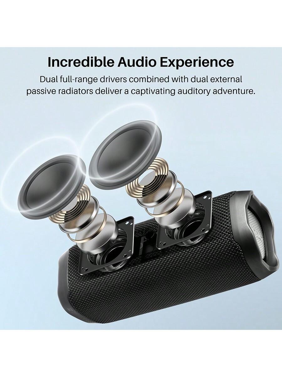 TOZO PA2 Waterproof Bluetooth Speaker 25H Playback Dual Drivers Black