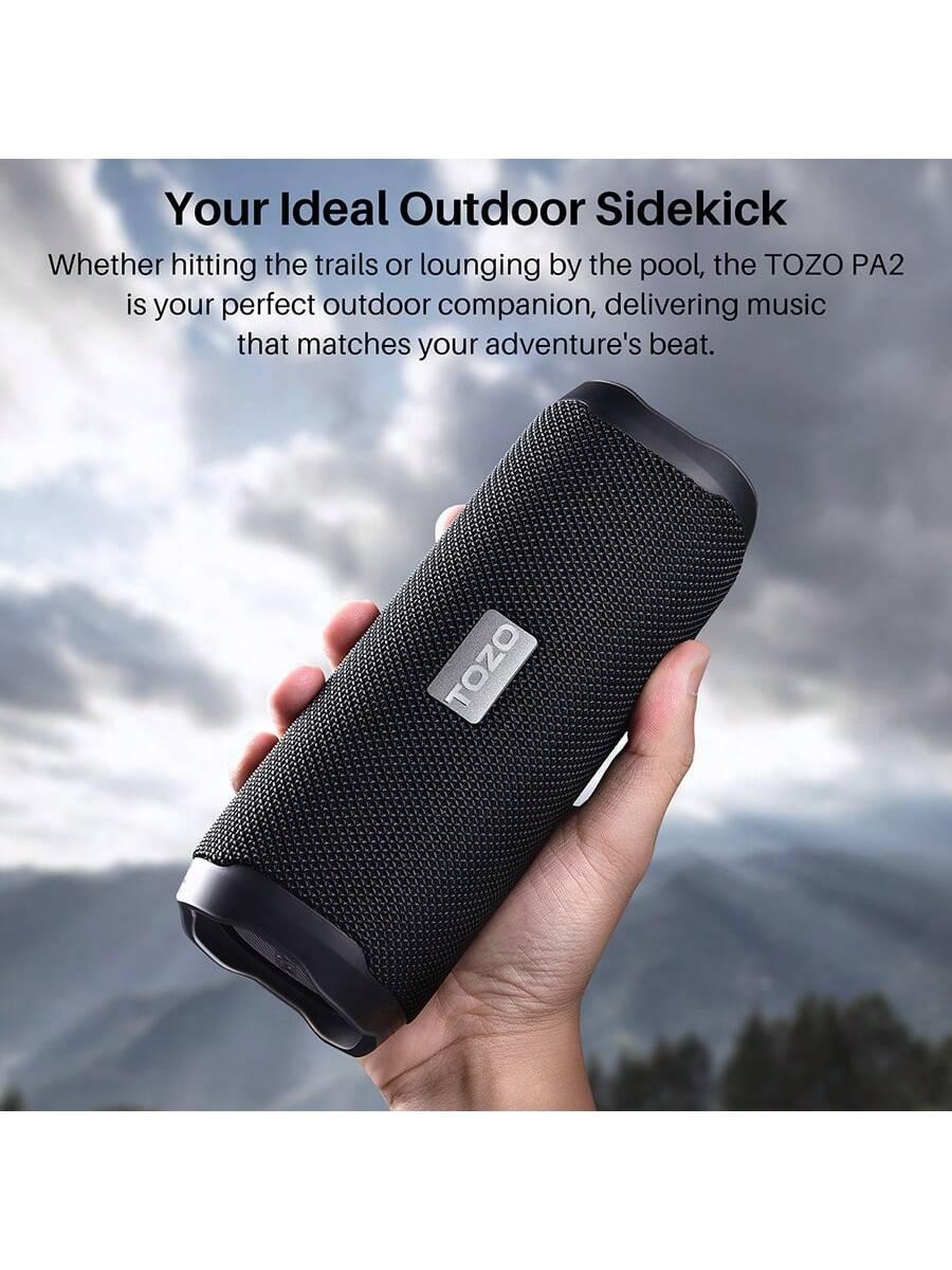 TOZO PA2 Waterproof Bluetooth Speaker 25H Playback Dual Drivers Black