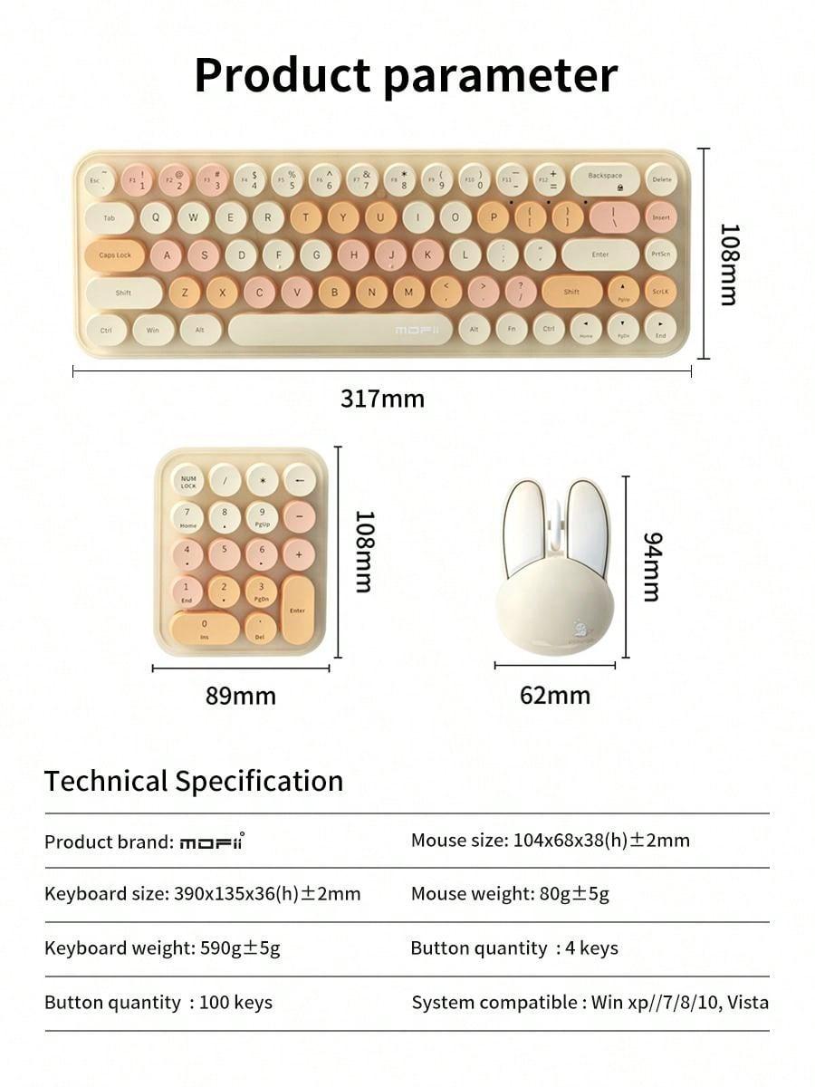 MOFII Cute 3 In 1 Wireless Keyboard Mouse Set for Home Office