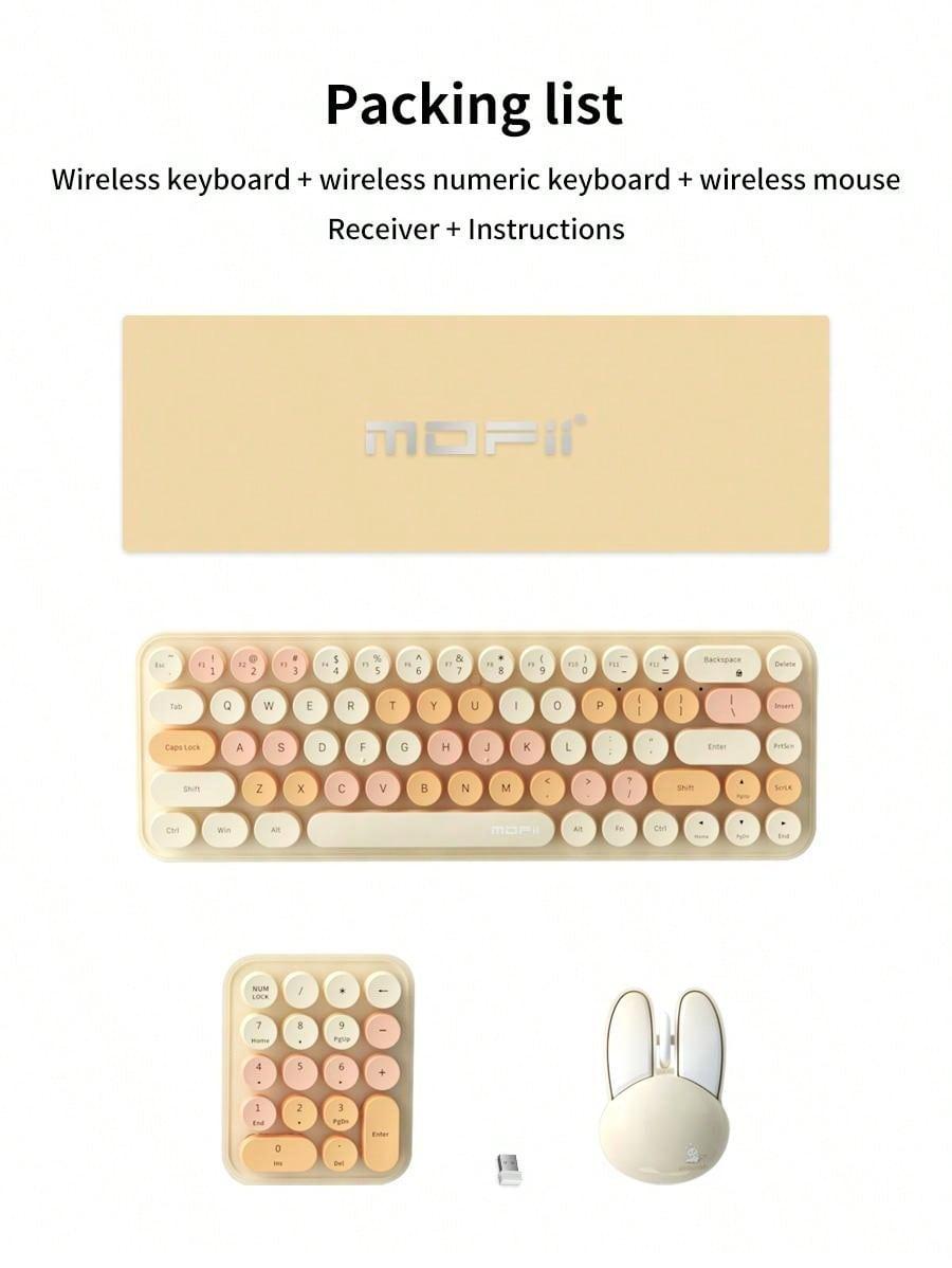 MOFII Cute 3 In 1 Wireless Keyboard Mouse Set for Home Office