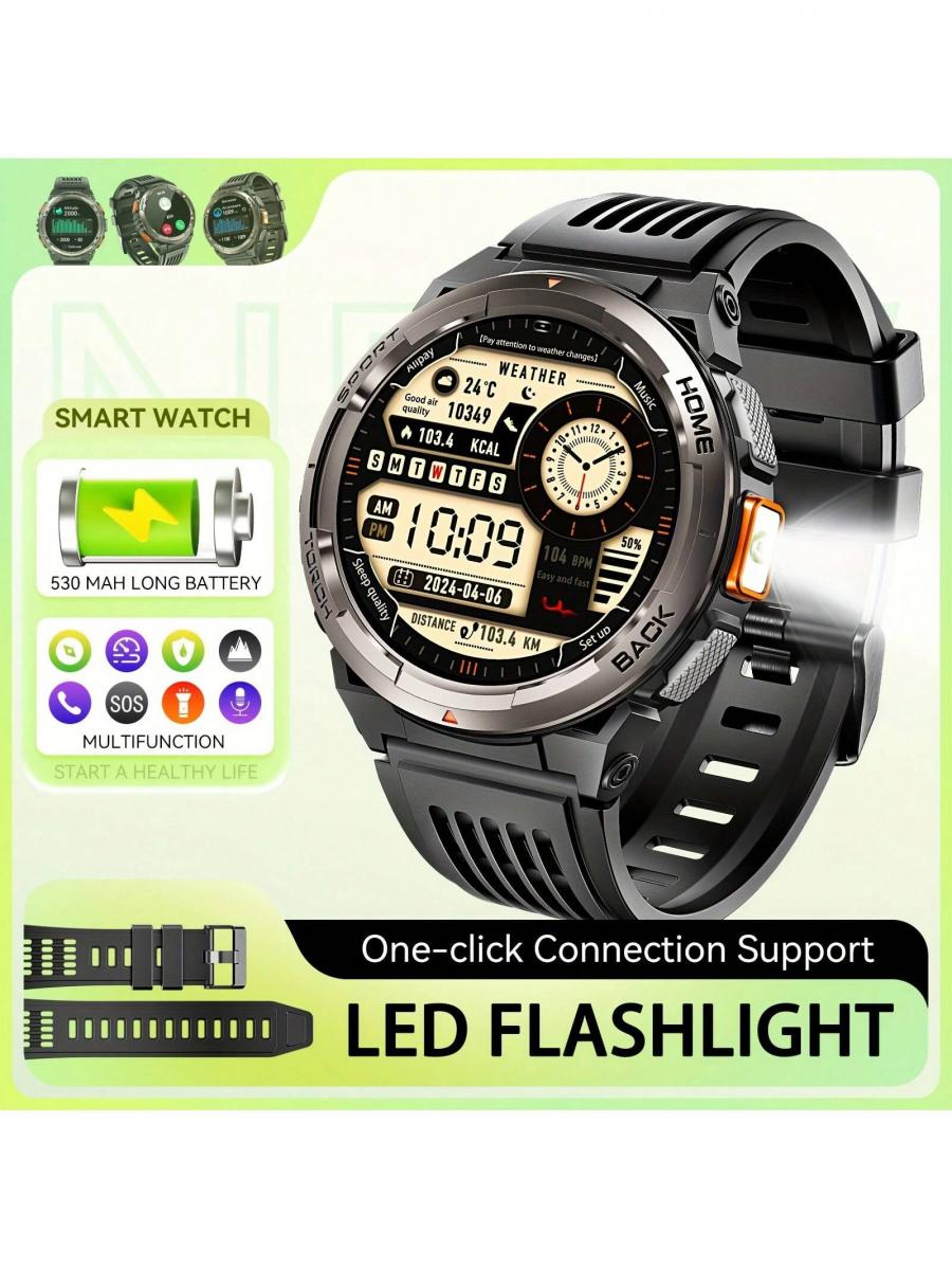 Rugged Smart Watch 3ATM Waterproof Fitness Tracker with Compas