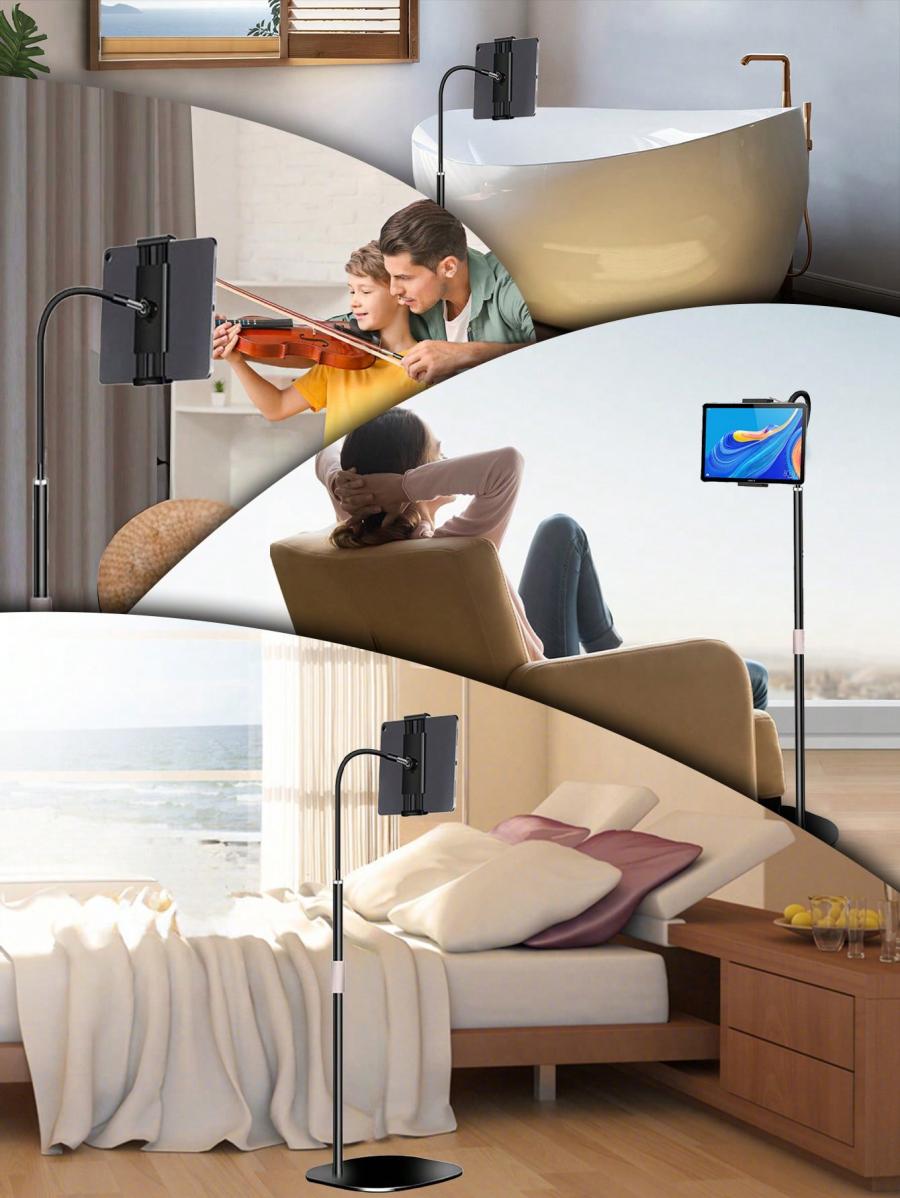 Gooseneck Tablet Floor Stand Rotating Adjustable Holder for Devices