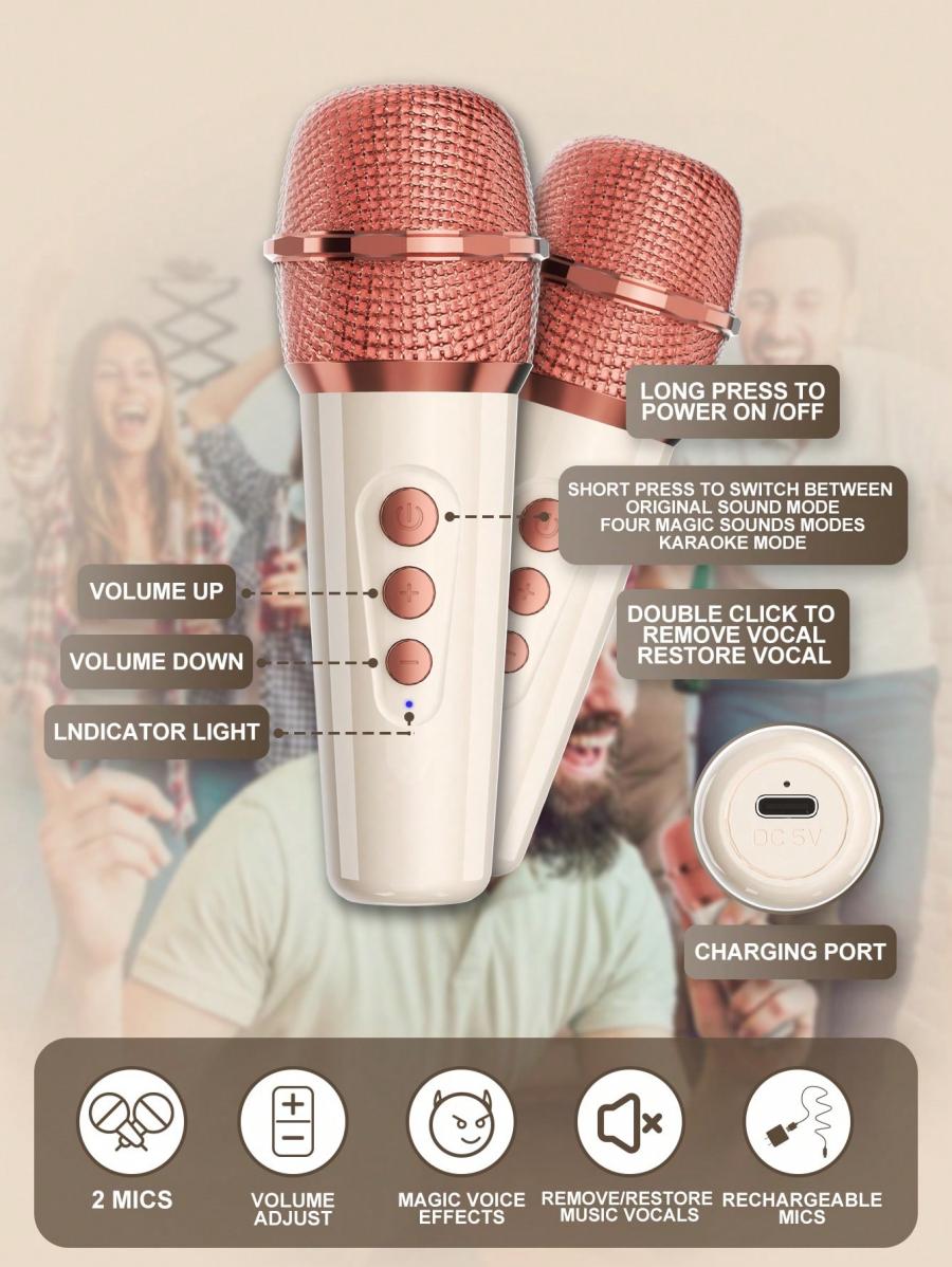 Retro Portable Wireless KTV Speaker Set with Dual Microphones