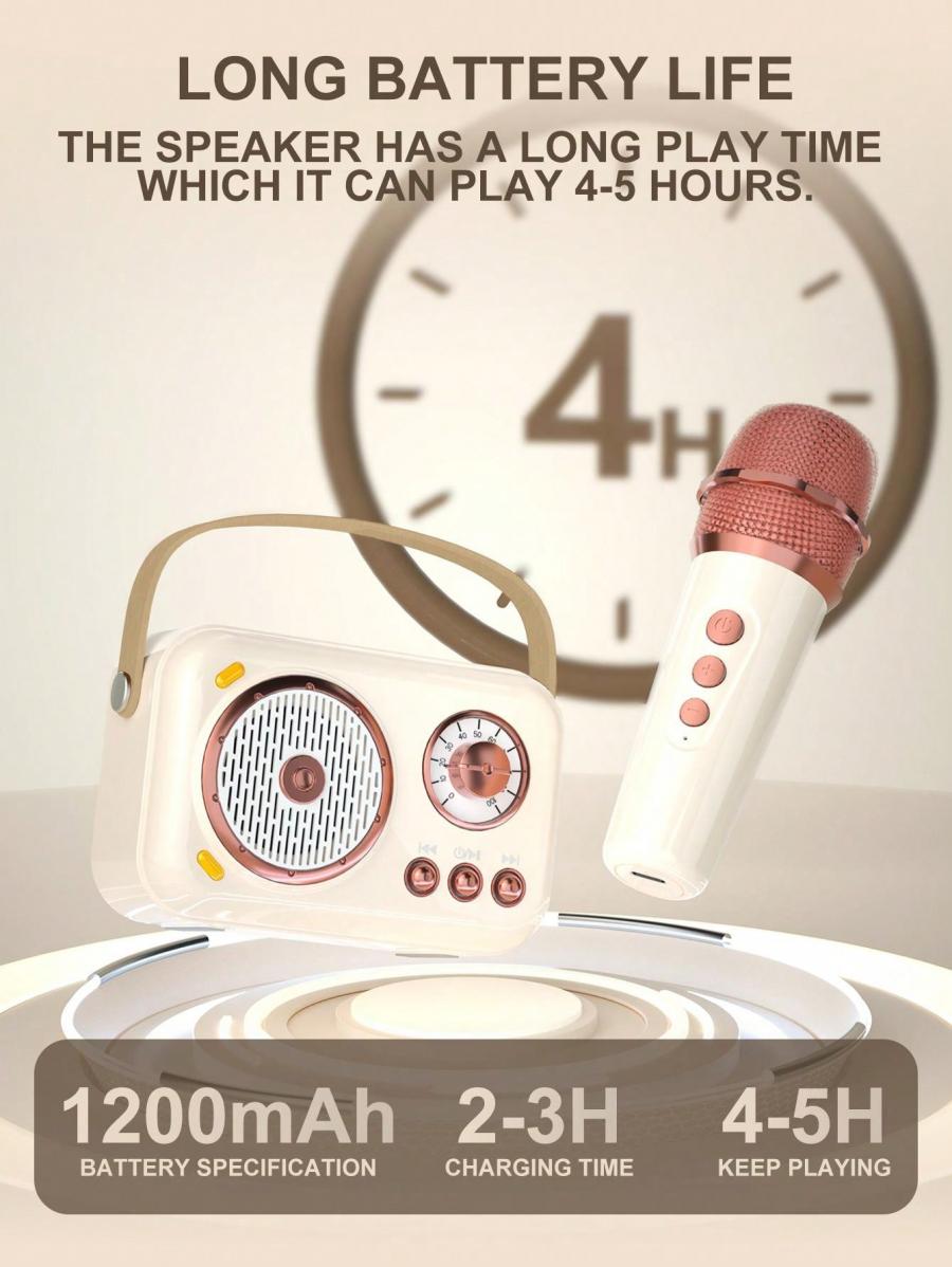 Retro Portable Wireless KTV Speaker Set with Dual Microphones