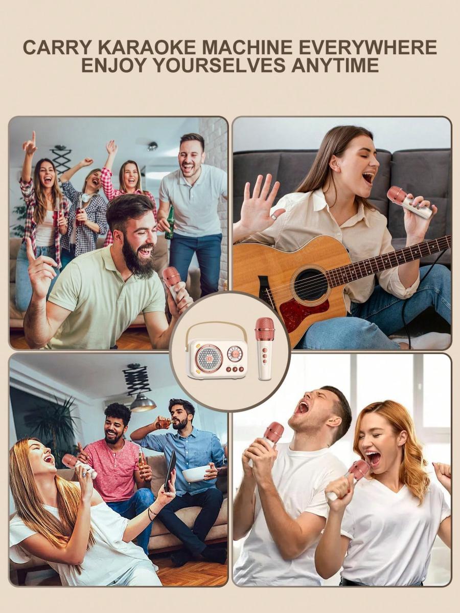 Retro Portable Wireless KTV Speaker Set with Dual Microphones