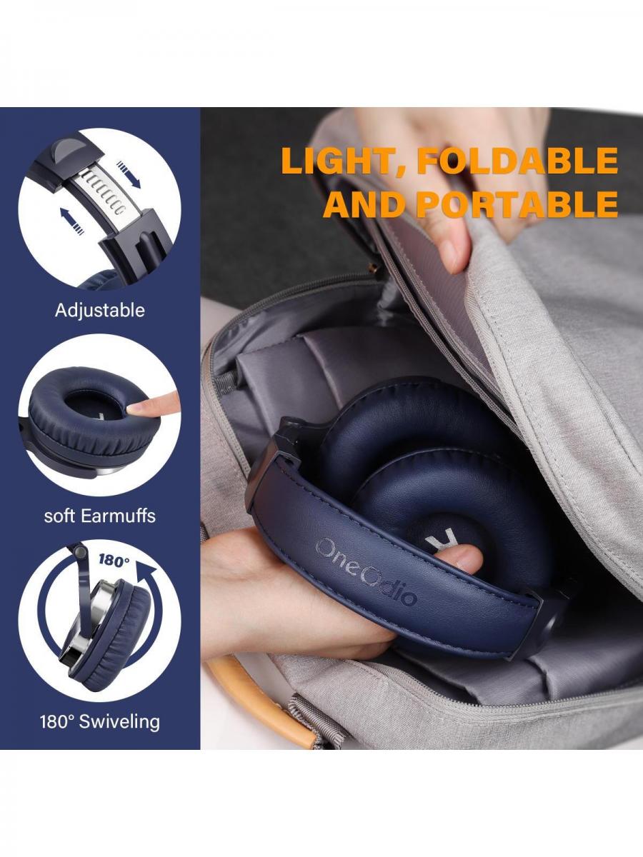 OneOdio Wired Over Ear Headphones Noise Cancelling Mic Dual Ports Blue